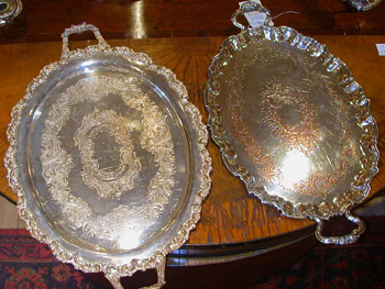 Lot image - Two Silver Plated Two-Handled Trays