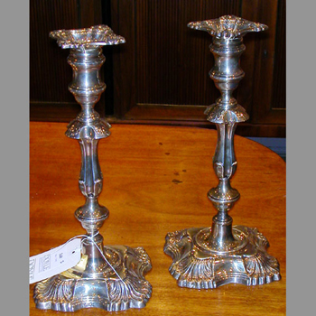 Lot image - Pair of English Silver Candlesticks