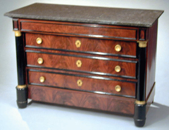 Lot image - Empire Gilt-Bronze Mounted Ebonized and Mahogany Commode