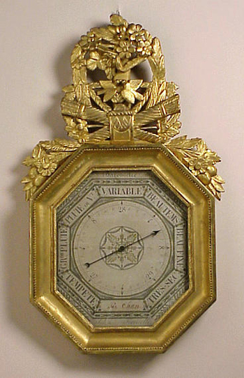 Lot image - Louis XVI Gilt-Wood Barometer Selon Toricelli, late 18th century