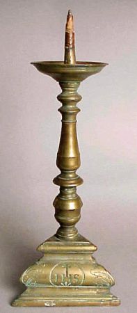 Lot image - Pair of Continental Baroque Style Brass Pricket Candlesticks