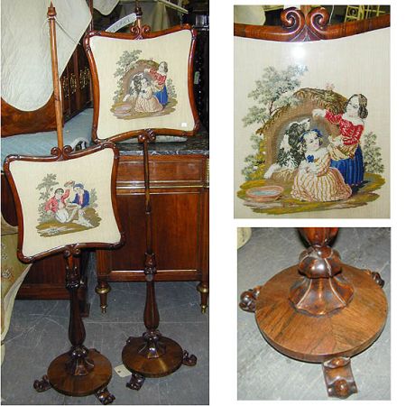 Lot image - Pair of William IV Rosewood Pole Screens