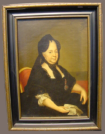 Lot image - Continental School 18th Century PORTRAIT OF WOMAN IN MOURNING Oil on canvas 18 x 12 3/4 inches (45.7 x 32.4 cm.)