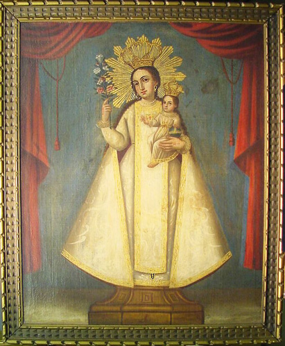 Lot image - Spanish Colonial 19th Century MADONNA AND CHILD