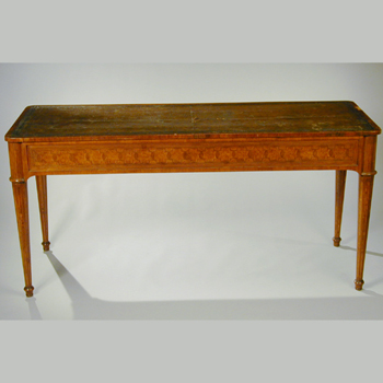 Lot image - Continental Neoclassical Walnut and Fruitwood Marquetry Inlaid Bureau Plat