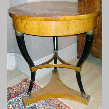 Lot image - Biedermeier Gilt-Bronze Mounted Walnut and Ebonized Side Table