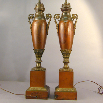 Lot image - Pair of Empire Style Gilt and Patinated-Metal Lamps