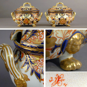 Lot image - Pair of Derby Porcelain Covered Sauce Tureens