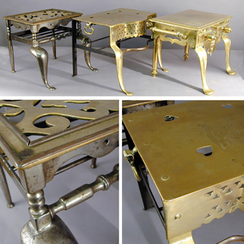 Lot image - Group of Three George III Brass and Stainless Steel Trivets