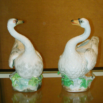 Lot image - Pair of Continental Porcelain Figures of Swans