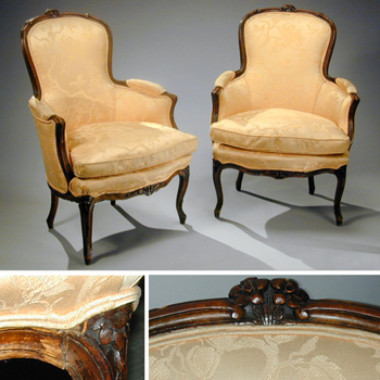 Lot image - Pair of Louis XV Walnut Bergeres