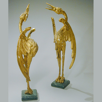 Lot image - Pair of George III Gilt-Wood Figures of Cranes