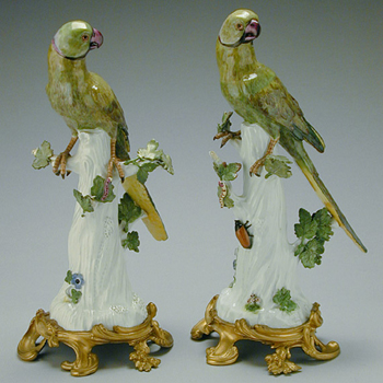 Lot image - Pair of Louis XV Style Gilt-Bronze Mounted German Porcelain Figures of Parrots