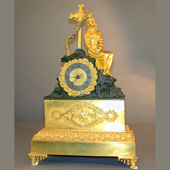 Lot image - Charles X Gilt and Patinated-Bronze Mantel Clock