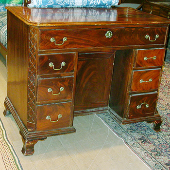Lot image - George III Mahogany Kneehole Desk