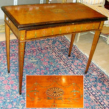 Lot image - George III Painted Satinwood Games Table