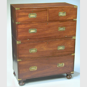 Lot image - Regency Brass Mounted Mahogany Campaign Chest