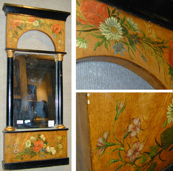 Lot image - Biedermeier Painted Mahogany and Ebonized Mirror