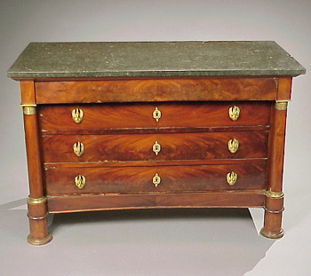 Lot image - Empire Gilt-Bronze Mounted Mahogany Commode