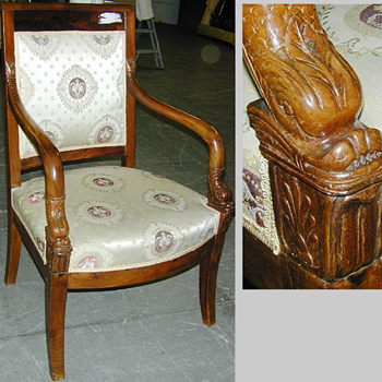 Lot image - Pair of Empire Mahogany Fauteuils