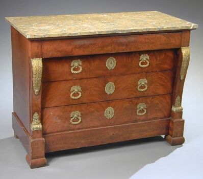Lot image - Empire Gilt-Bronze Mounted Mahogany Commode