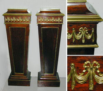 Lot image - Pair of Louis XVI Style Gilt-Bronze Mounted Mahogany Pedestals