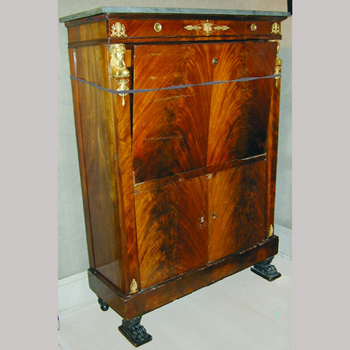 Lot image - Empire Gilt-Bronze Mounted Mahogany Secretaire a Abattant