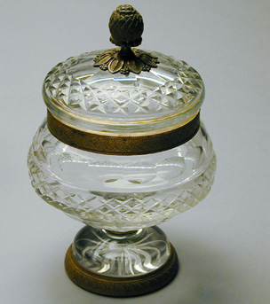 Lot image - French Gilt-Metal Mounted Cut Glass Covered Jar