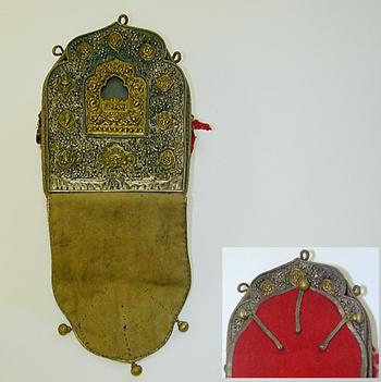 Lot image - Tibetan Silver Repoussé, Silver Gilt and Copper Traveling Shrine, Ghau