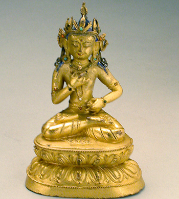 Lot image - Tibetan Gilt Copper Alloy Figure of the Adibuddha Vajrasattva