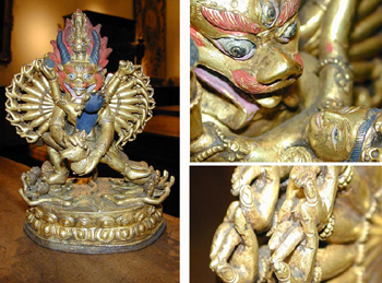 Lot image - Tibetan Gilt Copper Alloy Figure of the Mahakala Vajrabhairava
