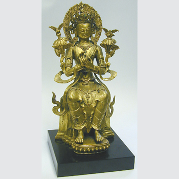 Lot image - Tibetan Gilt Copper Alloy Figure of the Buddha Maitreya Seated
