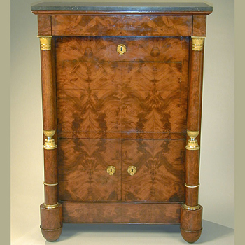 Lot image - Empire Gilt-Bronze Mounted Mahogany Secretaire a Abattant