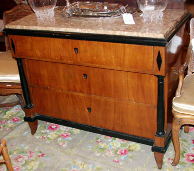 Lot image - Biedermeier Marble Top Ebonized and Fruitwood Commode