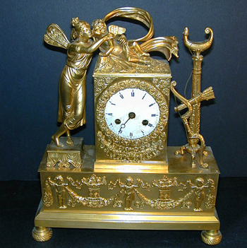 Lot image - Empire Gilt-Bronze Mantel Clock