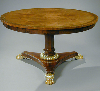Lot image - Regency Style Brass Inlaid Walnut Center Table