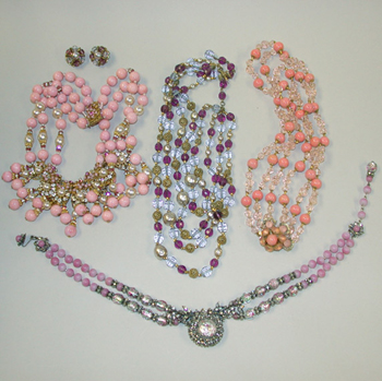 Lot image - Group of Four Miriam Haskell Bead Necklaces American, 1940s