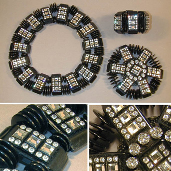 Lot image - Miriam Haskell Black Collarette Suite American, circa 1960