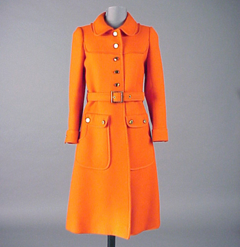 Lot image - Courreges Orange Coat French, 1960s
