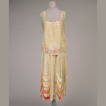 Lot image - Worth Silver Chemise Dress French, circa 1925