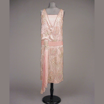 Lot image - Worth Pink Satin Chemise Dress French, circa 1925