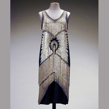 Lot image - Black and White Beaded Chemise Dress From the Wardrobe of Theda Bara Circa 1925