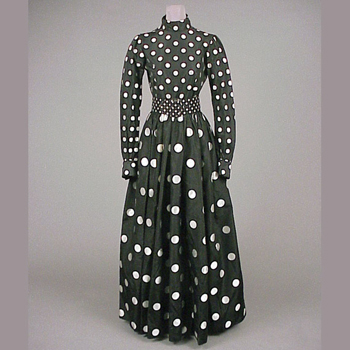 Lot image - Norell Black and White Polka Dot Evening Gown