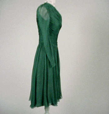 Lot image - Arnold Scaasi Forest Green Chiffon Cocktail Dress