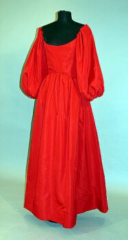 Lot image - Arnold Scaasi Red Silk Renaissance Ball Gown