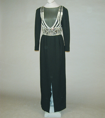 Lot image - Trigere Jeweled Black Evening Gown