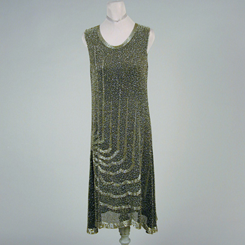 Lot image - Beaded Black Chiffon Chemise Dress