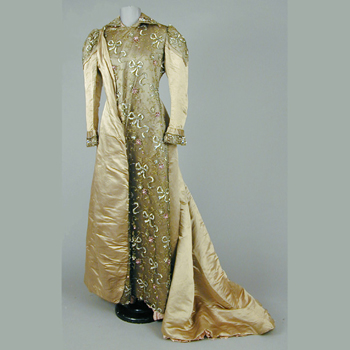 Lot image - Olive Satin Tea Gown