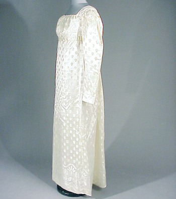 Lot image - Ivory Figured Silk Empire Dress