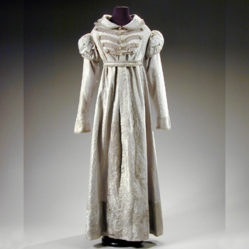 Lot image - Blue Figured Silk PelisseAmerican, circa